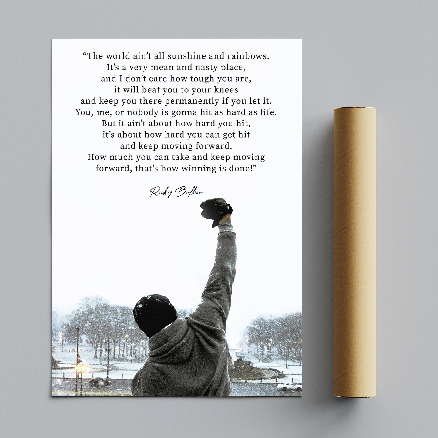 Rocky Motivational Quote printed poster, Movie Quote Rocky Balboa